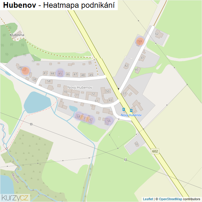 Mapa Hubenov - Firmy v části obce.