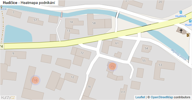 Hudčice - mapa podnikání