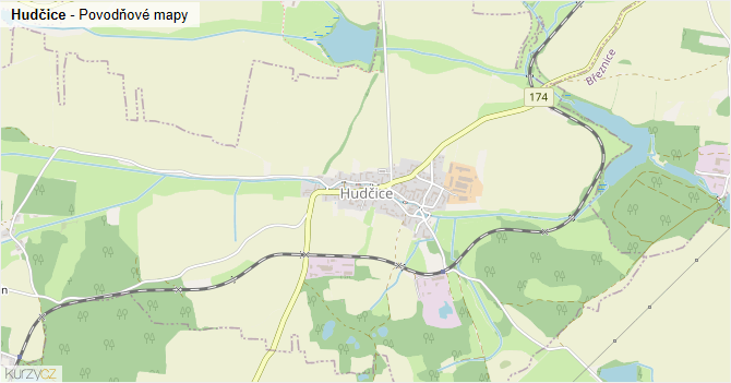 Hudčice - záplavové mapy stoleté vody