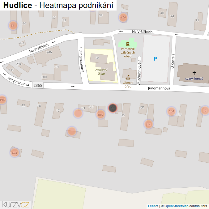 Mapa Hudlice - Firmy v obci.