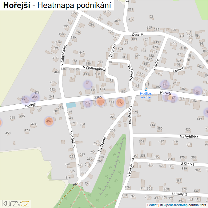 Mapa Hořejší - Firmy v ulici.