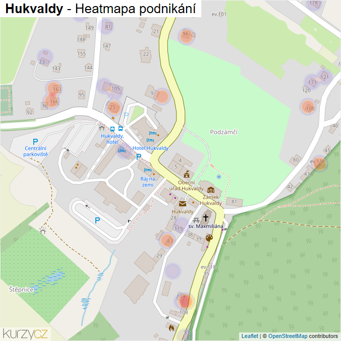 Mapa Hukvaldy - Firmy v obci.