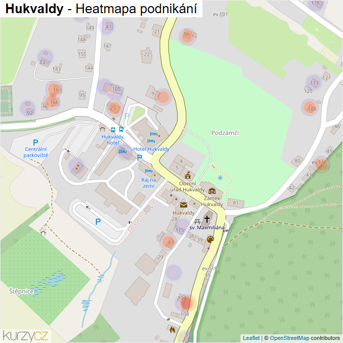 Mapa Hukvaldy - Firmy v části obce.