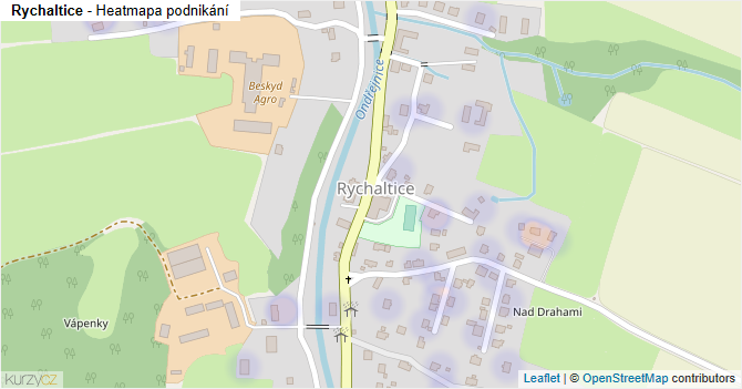 Rychaltice - mapa podnikání