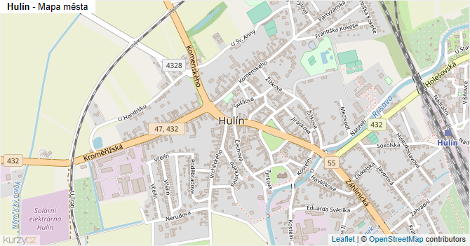 Hulín - mapa města