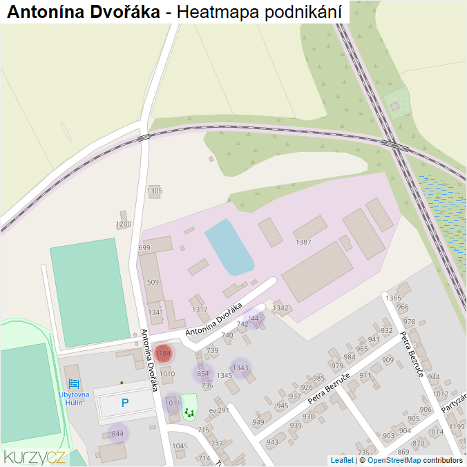 Mapa Antonína Dvořáka - Firmy v ulici.