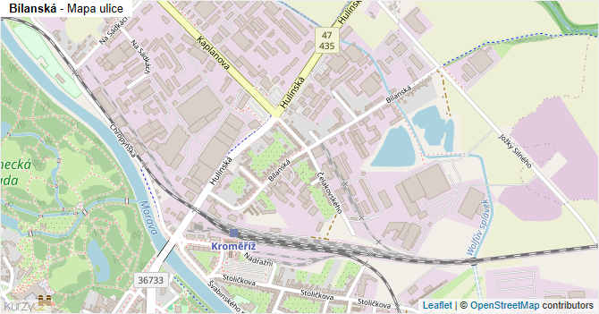 Bílanská - mapa ulice