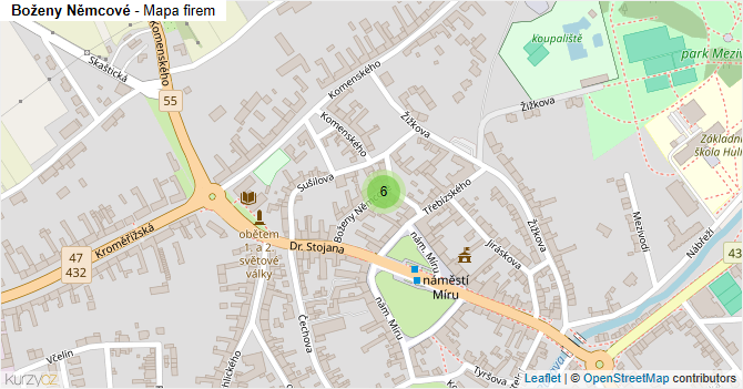 Boženy Němcové - mapa firem