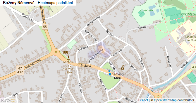 Boženy Němcové - mapa podnikání