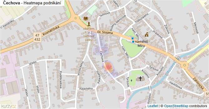 Čechova - mapa podnikání