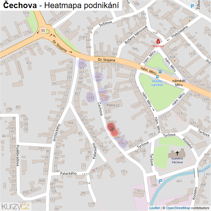 Mapa Čechova - Firmy v ulici.