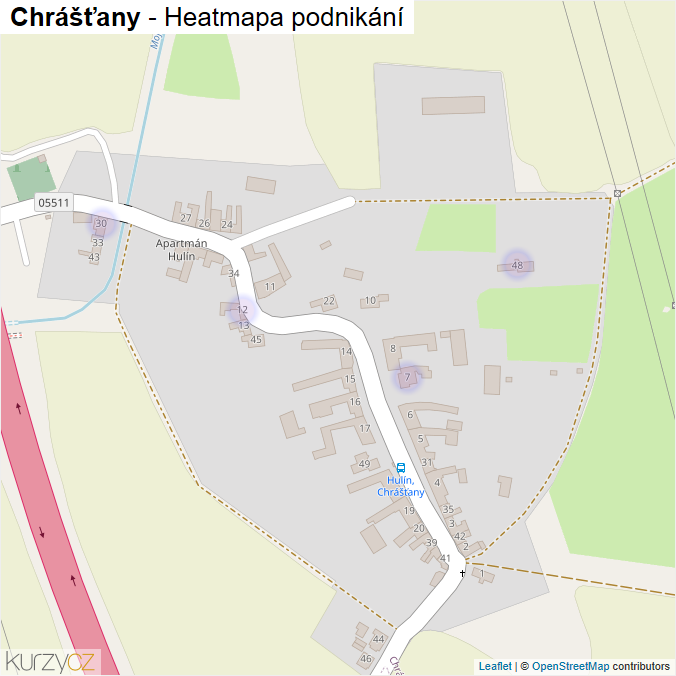 Mapa Chrášťany - Firmy v části obce.