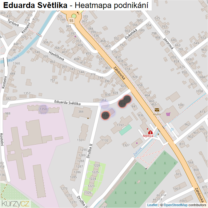 Mapa Eduarda Světlíka - Firmy v ulici.