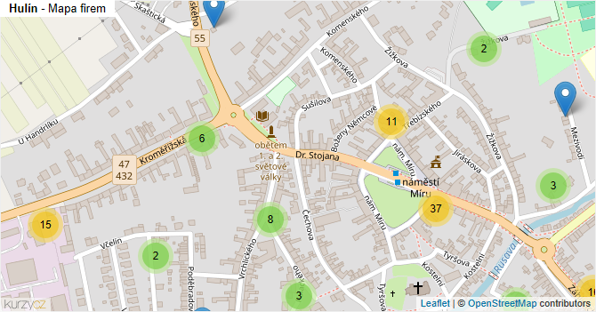 Hulín - mapa firem
