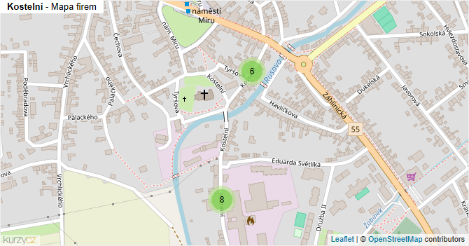 Kostelní - mapa firem