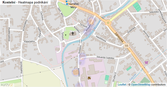 Kostelní - mapa podnikání