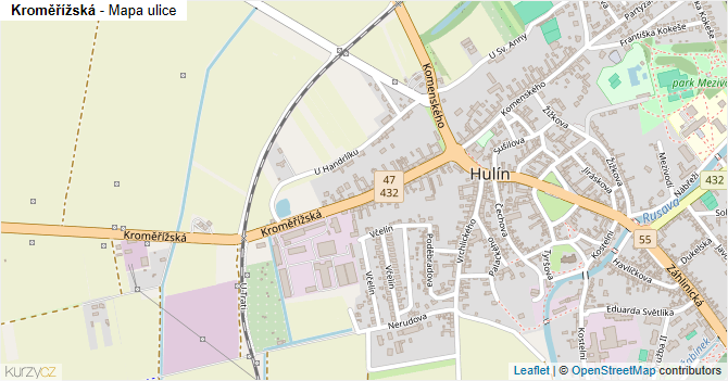 Kroměřížská - mapa ulice