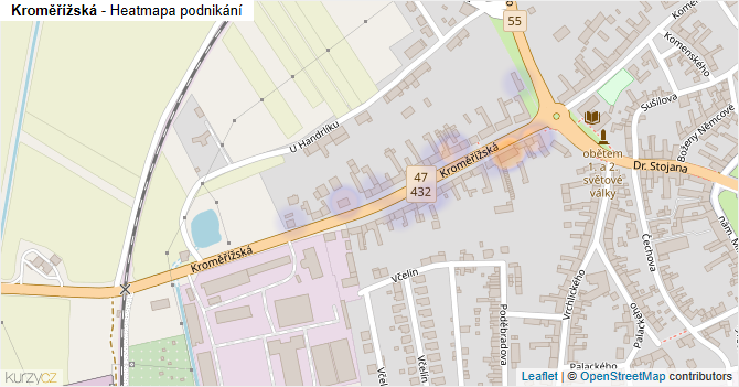 Kroměřížská - mapa podnikání