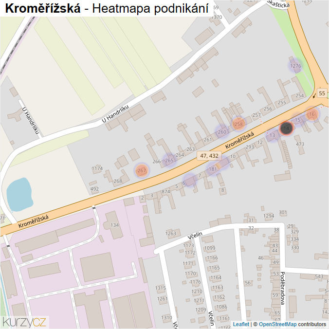 Mapa Kroměřížská - Firmy v ulici.