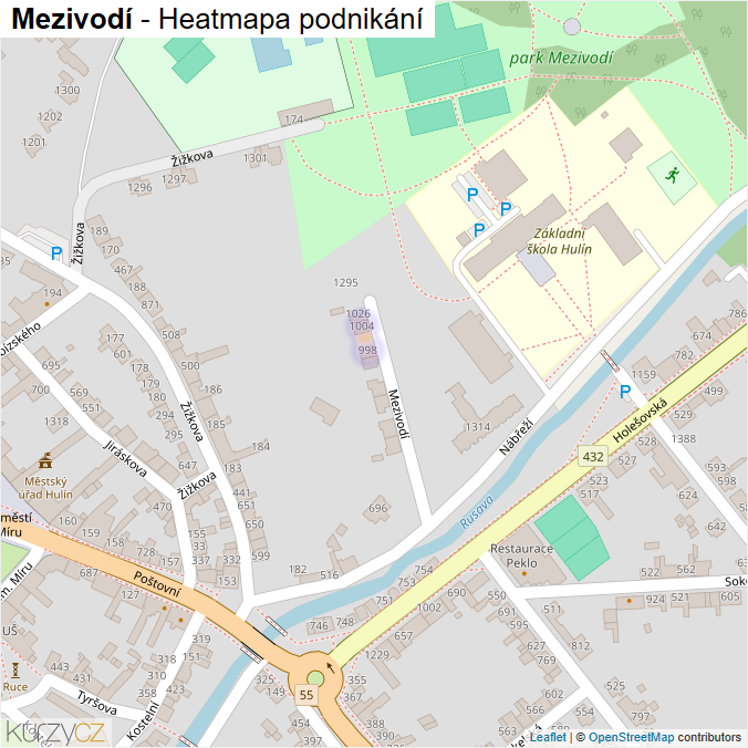 Mapa Mezivodí - Firmy v ulici.