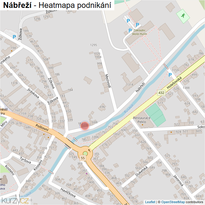 Mapa Nábřeží - Firmy v ulici.