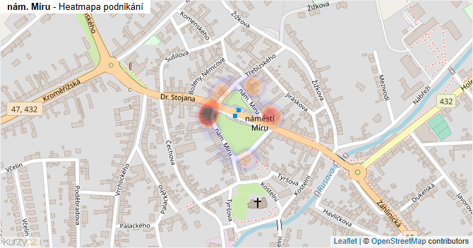 nám. Míru - mapa podnikání