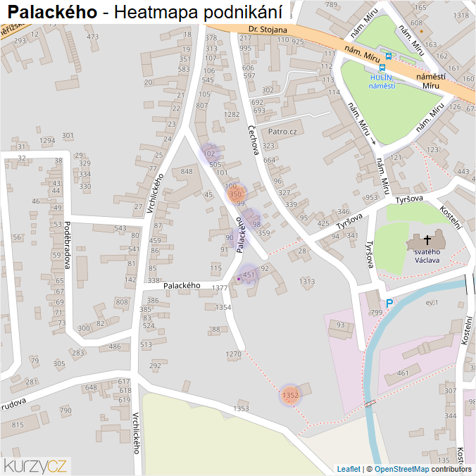 Mapa Palackého - Firmy v ulici.