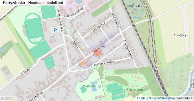 Partyzánská - mapa podnikání