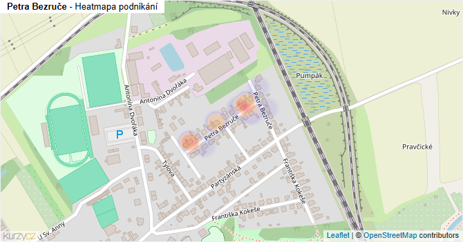 Petra Bezruče - mapa podnikání