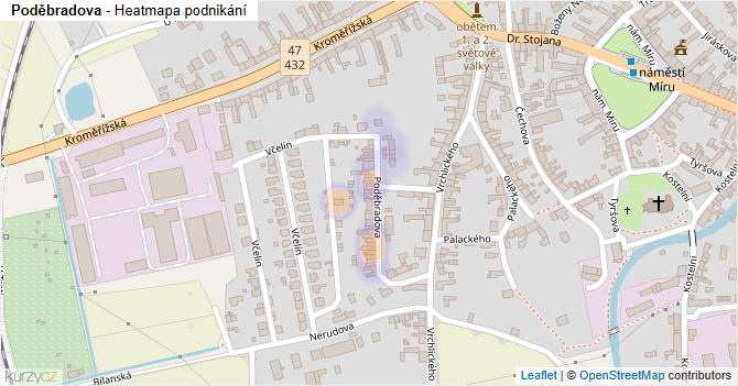 Poděbradova - mapa podnikání
