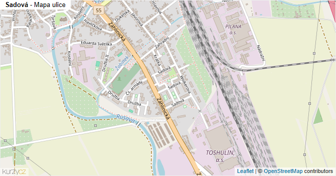 Sadová - mapa ulice