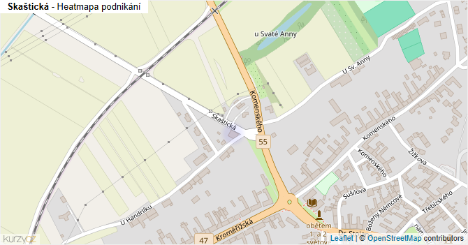 Skaštická - mapa podnikání