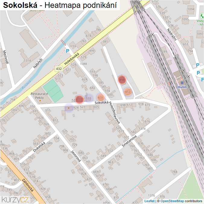 Mapa Sokolská - Firmy v ulici.