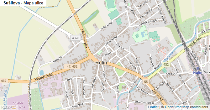 Sušilova - mapa ulice