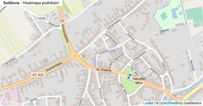 Sušilova - mapa podnikání