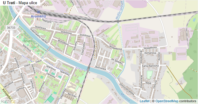 U Trati - mapa ulice