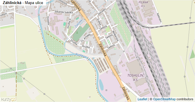 Záhlinická - mapa ulice