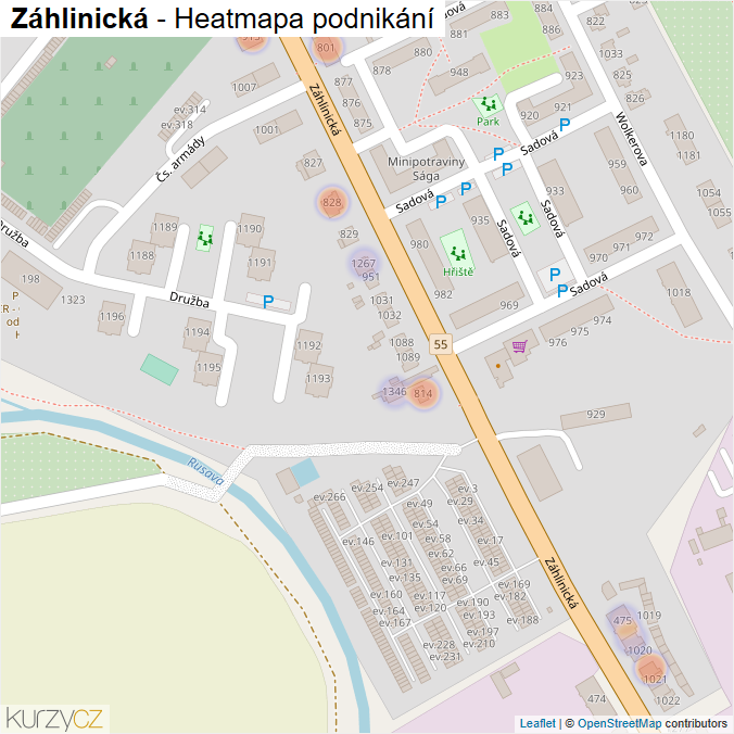 Mapa Záhlinická - Firmy v ulici.