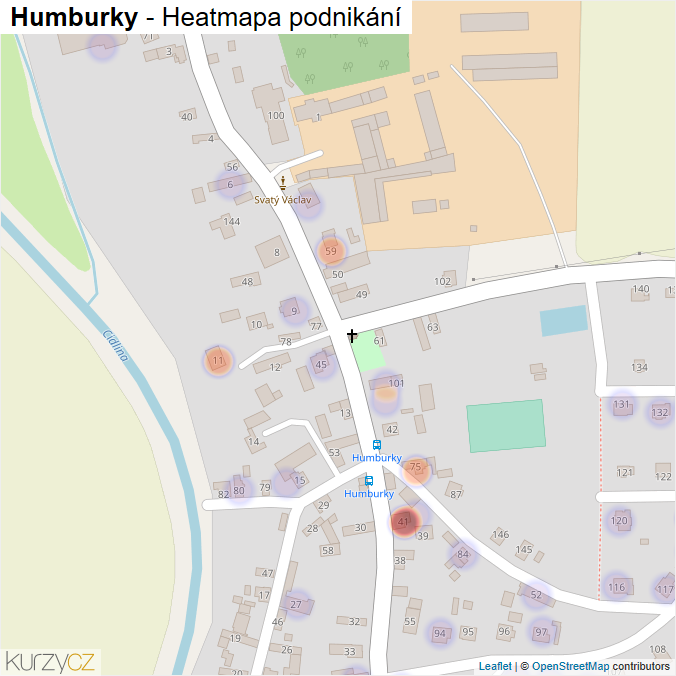 Mapa Humburky - Firmy v části obce.