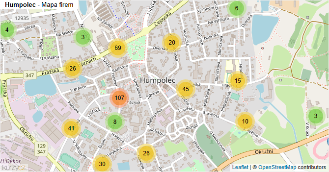 Humpolec - mapa firem