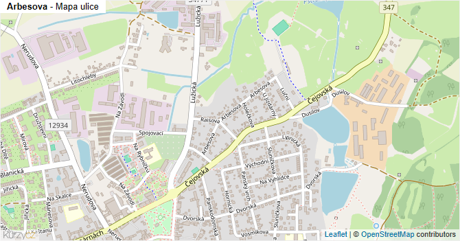 Arbesova - mapa ulice