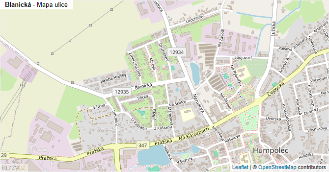 Blanická - mapa ulice