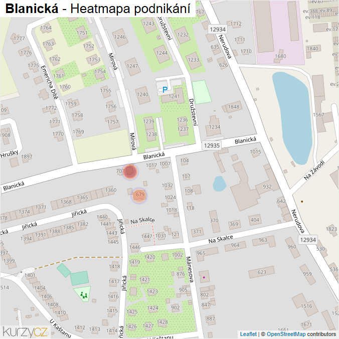 Mapa Blanická - Firmy v ulici.