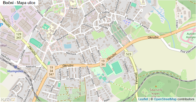 Boční - mapa ulice