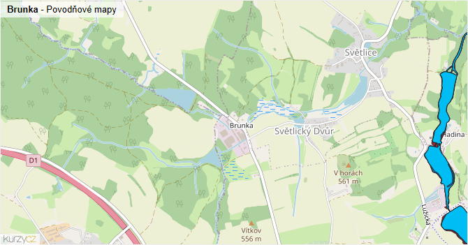 Brunka - záplavové mapy stoleté vody