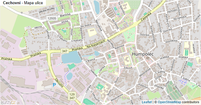 Cechovní - mapa ulice