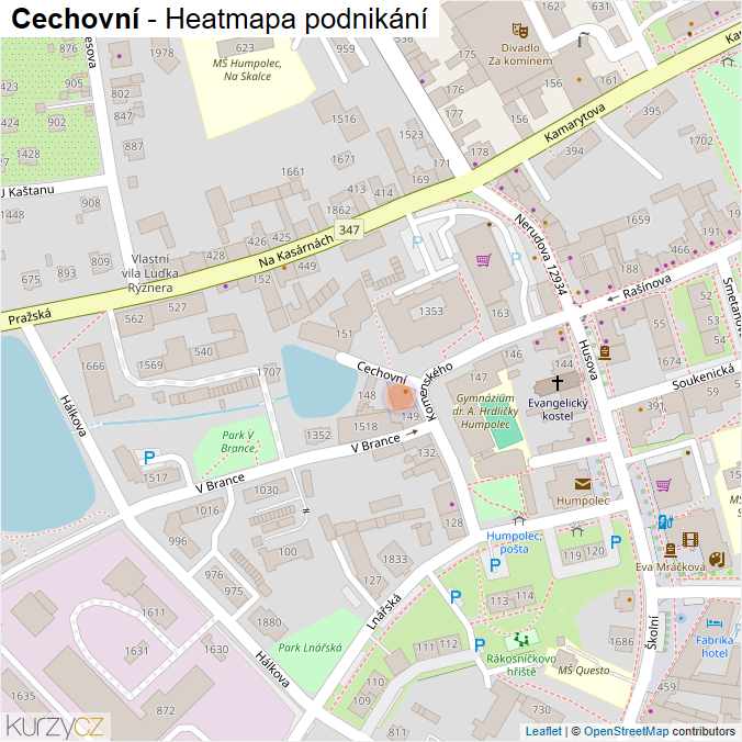 Mapa Cechovní - Firmy v ulici.