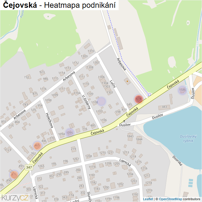 Mapa Čejovská - Firmy v ulici.