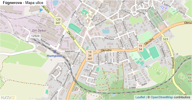 Fügnerova - mapa ulice
