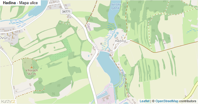 Hadina - mapa ulice